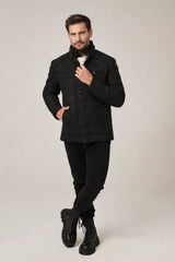 Cassian - Men's Black Leather Quilted Jacket
