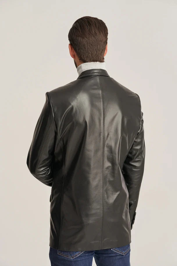 Drexon - Men's Black Sheepskin Leather Blazer