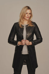 Isyra - Women's Real Leather Black Coat