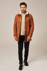 Kael - Men’s Light Brown Shearling Leather Coat