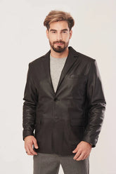 Kaelor - Men's Sheepskin Black Leather Blazer