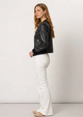 Kaia - Women’s Leather Black Bomber Jacket
