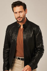 Rowan - Men's Black Leather Cafe Racer Jacket