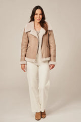 Vella - Women's Beige Pilot Shearling Jacket