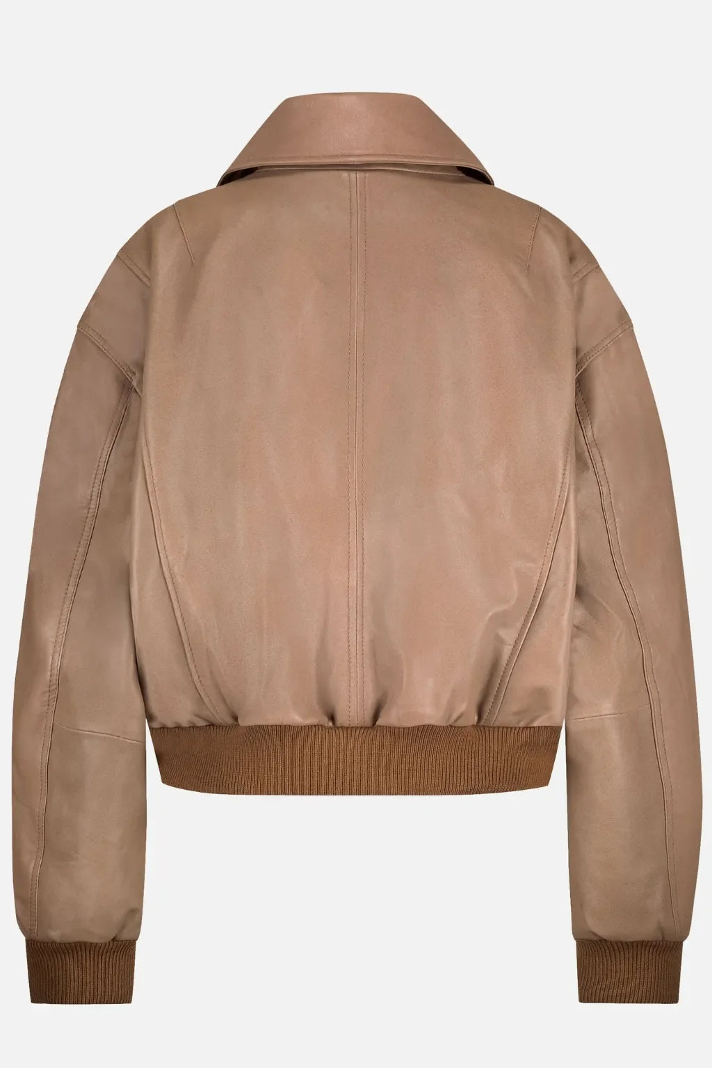 Aurelia - Women's Camel Brown Sheepskin Leather Bomber Jacket