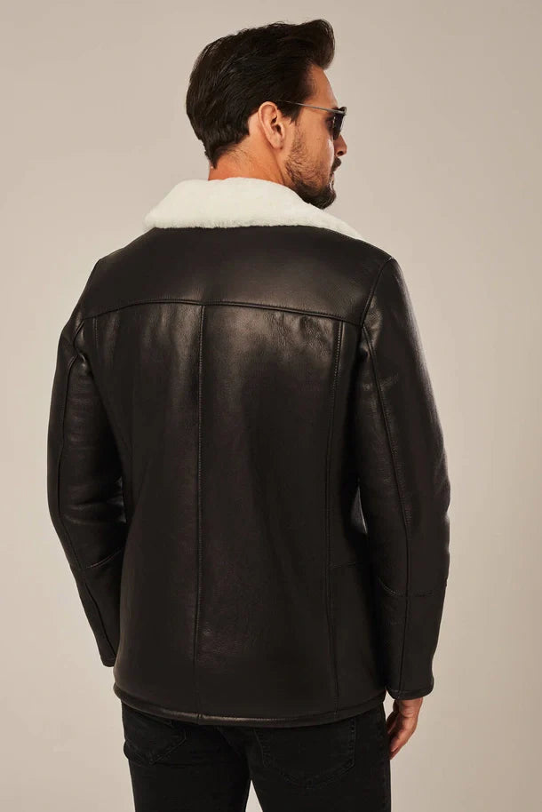 Dorian - B2 Men's Sheepskin Black Shearling Leather Jacket