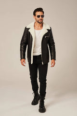 Dorian - B2 Men's Sheepskin Black Shearling Leather Jacket