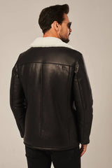 Dorian - B2 Men's Sheepskin Black Shearling Leather Jacket