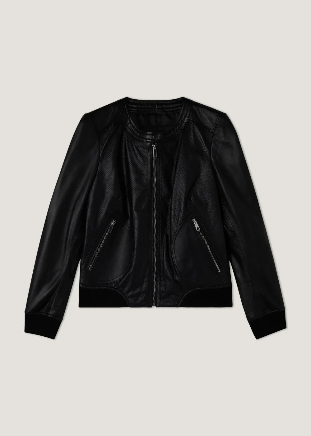 Kaia - Women’s Leather Black Bomber Jacket
