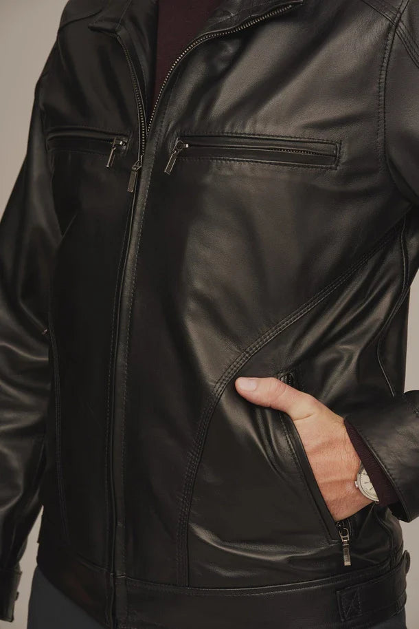 Korran - Men's Sheepskin Leather Biker Jacket