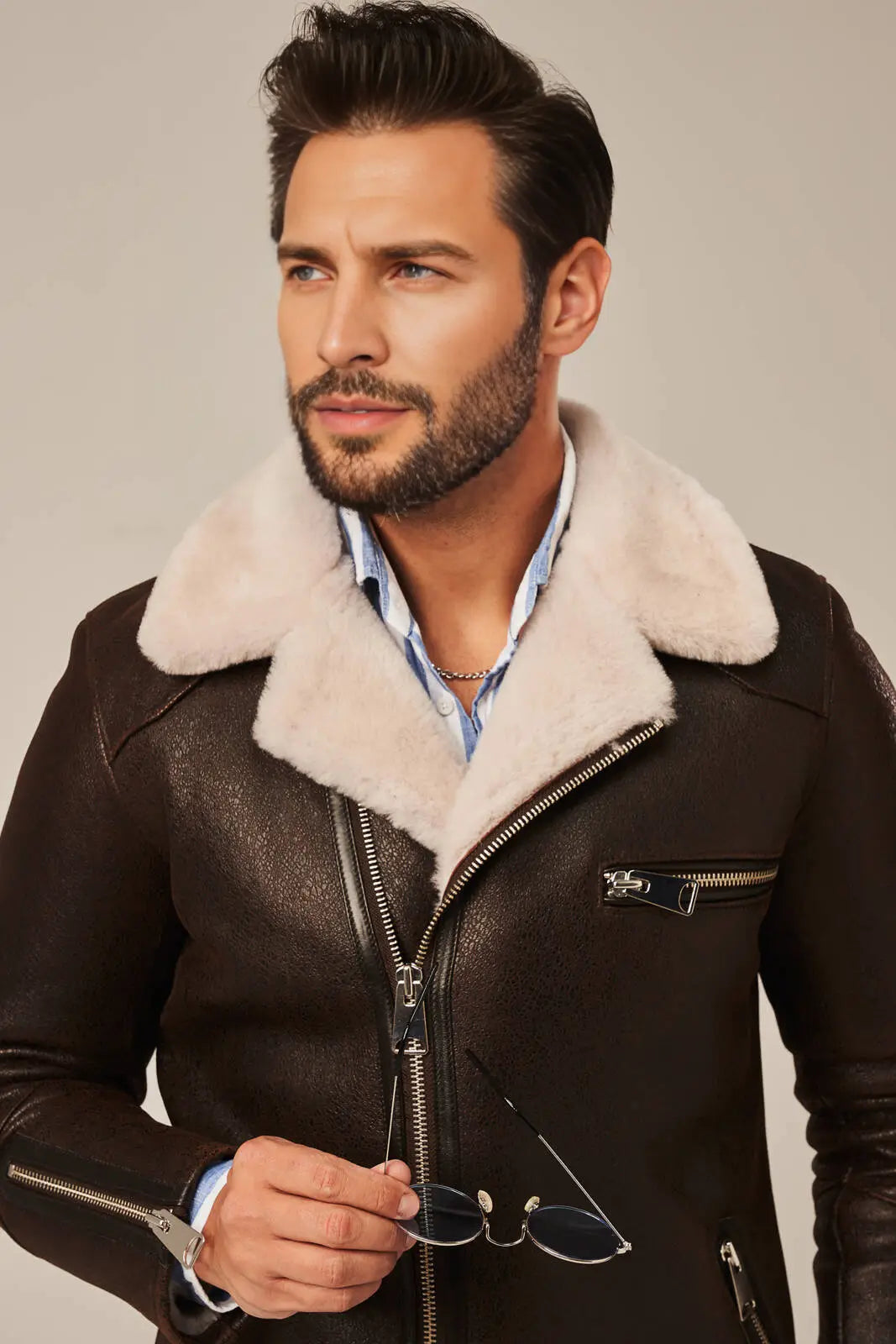 Riven - B2 Brown Men's Sheepskin Leather Shearling Jacket