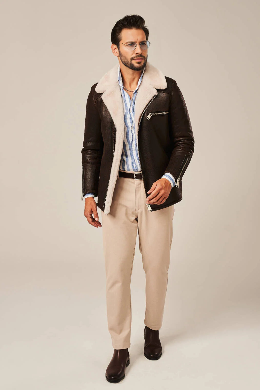 Riven - B2 Brown Men's Sheepskin Leather Shearling Jacket